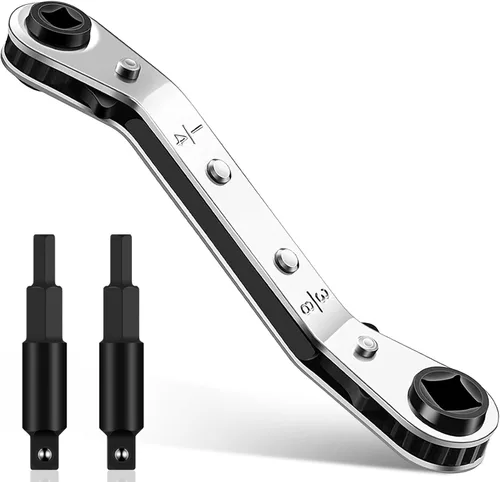 Vista 8 de Juego de 2 llaves de servicio HVAC, de 3/16" a 3/8" y 5/16" x 1/4", herramientas HVAC con 2 adaptadores de puntas hexagonales para reparación