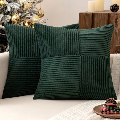Vista 26 de MIULEE - Juego de 2 fundas de pana suave para cojines, diseño bohemio con parches texturizados unicolor, almohadones decorativos para sala de estar