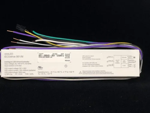 Ecodrive 561/M 900MA LIN ECOdrive AC, 50 W, 0-10 V, corriente constante, 1 salida de 55 V, cables voladores, metal largo, 226M7J