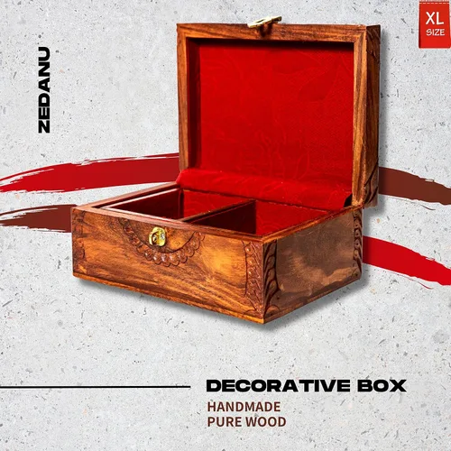 Vista 7 de ZEDANU Caja organizadora de joyería de madera hecha a mano, caja de almacenamiento de joyas multiusos, gran regalo para tus seres queridos, Madera