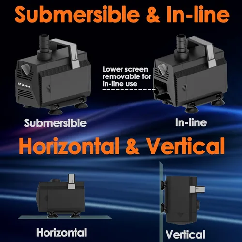 Vista 6 de Bomba de agua sumergible 600GPH/35W Bombas de fuente con control de flujo, bomba de estanque sumergible al aire libre con cable de alimentación de 3