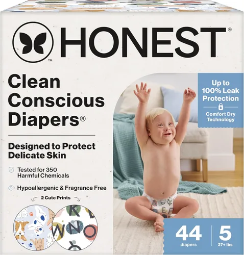 Vista 53 de The Honest Company Clean Conscious - Pañales para pieles delicadas, hasta un 100% a prueba de fugas, hipoalergénicos, sin fragancia, género neutro