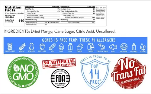 Vista 91 de Frutas secas GERBS, Top 14 libres de alergia alimentaria, sin sulfuro, sin conservantes, sin OMG, vegano