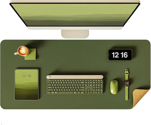 Vista 13 de YSAGi - Almohadilla de escritorio de doble cara, de cuero, protector de almohadilla de corcho ecológico, grande, impermeable, para oficina/hogar