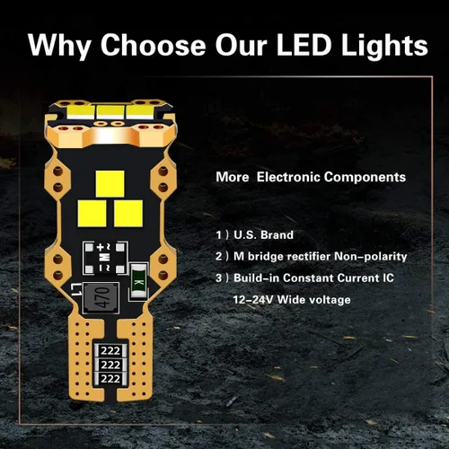 Vista 5 de LASFIT Bombillas LED Canbus 194 168 2825/921 912 W5W Kit combinado blanco Canbus, luz de matrícula y luz de marcha atrás combinada blanca, 6000 K