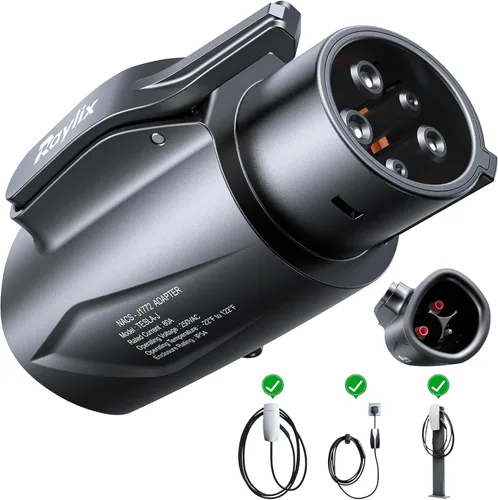 Raylix Adaptador Tesla a J1772 (Máximo 80 A, 250 V) [para Vehículos Eléctricos J1772] Adaptador de Cargador Tesla, Adaptador NACS a J1772 Compatible