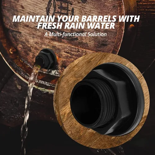 Vista 4 de Conectores de montaje de mamparo de PVC de 2 piezas, macho de 3/4 pulgadas, barril de lluvia para tanque de agua hembra de 1/2 pulgada, kit