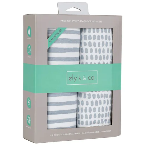 Vista 9 de Ely's & Co. Funda impermeable para cambiador, juego de 2 sábanas para bebé, 100 % algodón, sábanas de algodón de punto jersey con forro impermeable