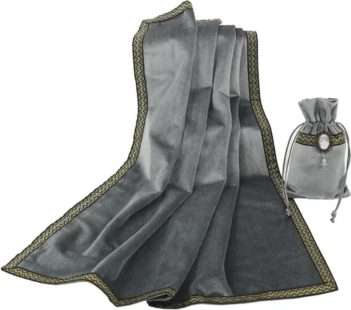 Vista 21 de BLESSUME Wizard Tarot Mantel y bolsa Cuadrado Azul Tarot Paño Negro