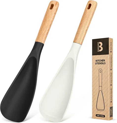 Vista 8 de Cuchara de cocina para utensilios de cocina antiadherentes, ideal para cocinar y servir silicona mate resistente sin BPA, cuchara con mango