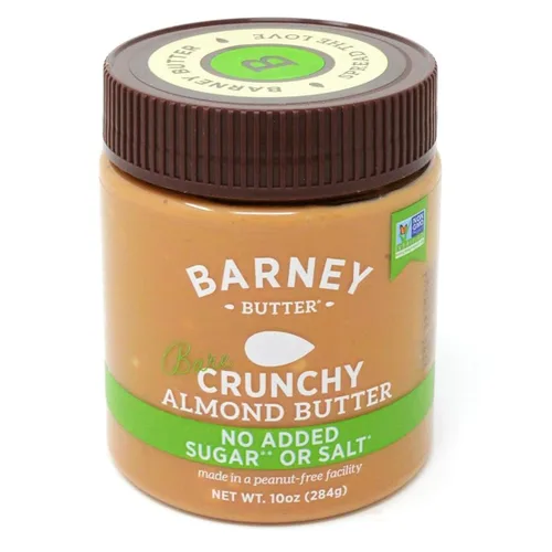 Mantequilla de Almendras Barney Butter, Textura Crujiente, Frasco de 10 Onzas, Sin Azúcar ni Sal Añadida, Almendras Sin Piel, No Requiere Mezcla,