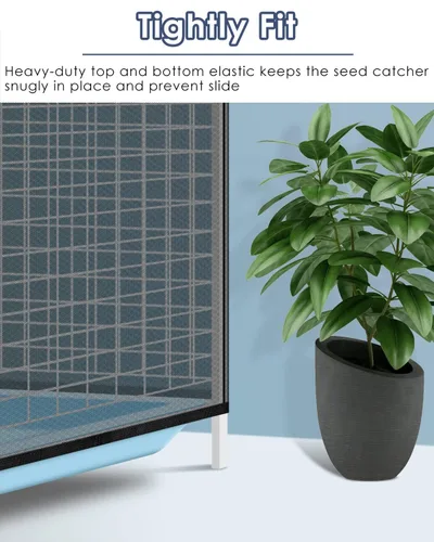 Vista 5 de Bissap Jaula para pájaros, red universal para jaula de pájaros, red de nailon ajustable, banda elástica, faldas de malla para jaula de loro, Negro