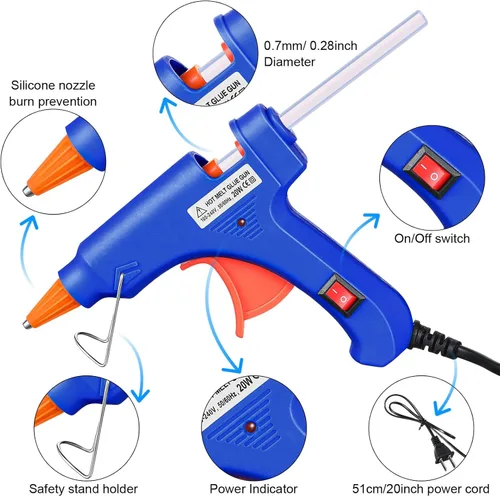 Vista 3 de Zhengmy Mini pistola de pegamento caliente con barras de pegamento para proyectos de clase, pequeña pistola termofusible para niños de baja