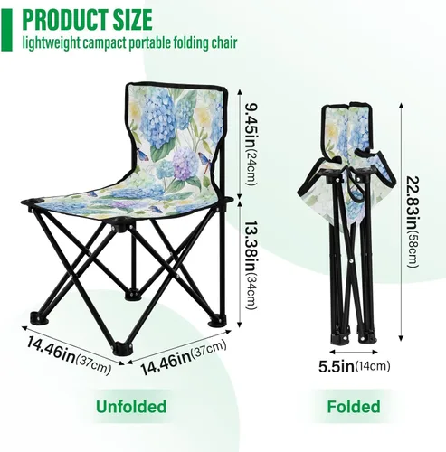 Vista 3 de Outdoor Folding Hydrangeas Butterfly Camping Chairs for Adults Portable Camping Chair Lightweight Lawn Chair 202a5208