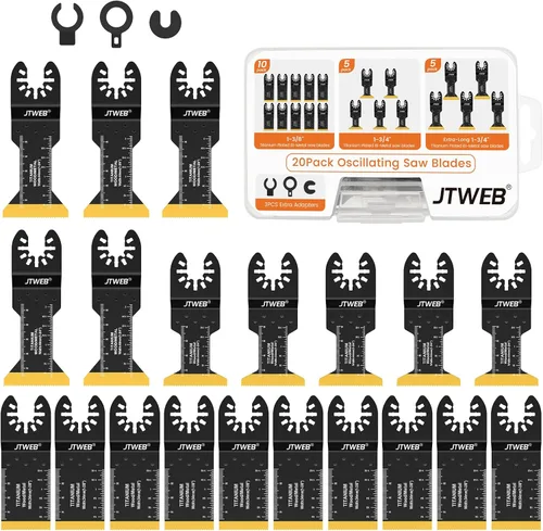 Vista 8 de JTWEB Hoja de herramienta oscilante de titanio, 10 piezas Hojas de sierra oscilantes Hojas de corte de metal Kits de cuchillas multiherramienta