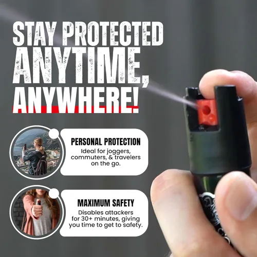 Vista 6 de Police Magnum Spray de pimienta compacto autodefensa táctica, máxima resistencia al calor, OC, pequeño recipiente de transporte discreto, fabricado