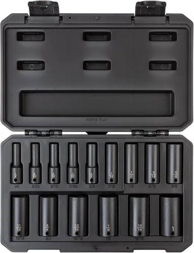 Vista 8 de TEKTON Juego de llaves de impacto de 6 puntos con accionamiento de 3/8 pulgadas, 15 piezas (1/4-1 pulg.) - Estuche SID91300