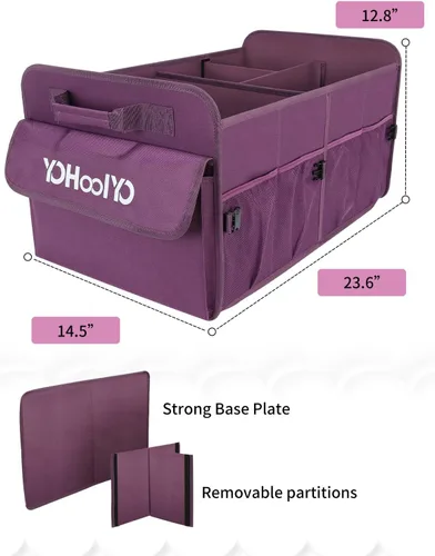 Vista 7 de YOHOOLYO Organizador de maletero de automóvil para SUV, 72L, gran capacidad, plegable, 4 compartimentos, accesorios de automóvil multicolor