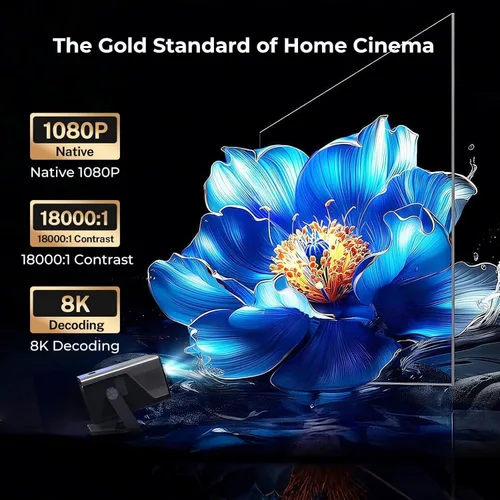 Vista 14 de [2000 ANSI luz diurna visible] Proyector de video inteligente nativo 1080P entrada 4K 8K, proyector portátil Android 14 con sonido HiFi, enfoque