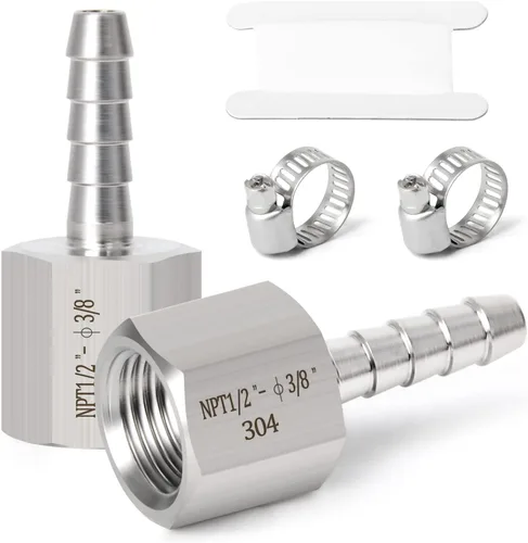 Vista 20 de TAISHER 2 piezas de forja de acero inoxidable 304 de accesorios de manguera de aire, accesorios de púas de manguera de 1/4 pulgadas x 1/2 pulgadas