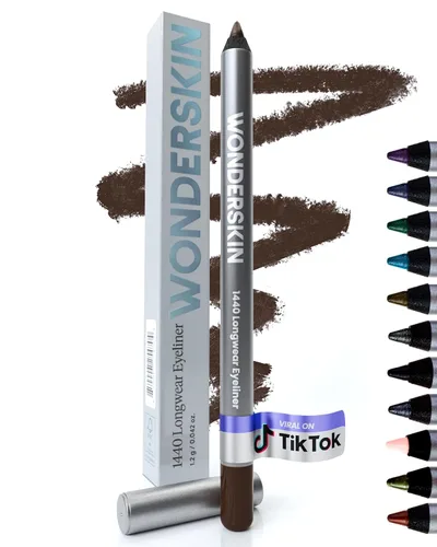Vista 10 de Wonderskin Lápiz delineador de ojos, 1440 de larga duración, color negro profundo, impermeable, afilable y a prueba de manchas (regaliz)