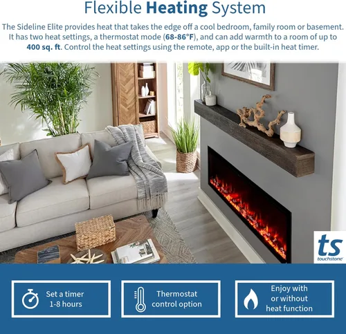 Vista 7 de Touchstone Forte Elite - Chimenea eléctrica inteligente con WiFi - 40" de ancho/26.6" de alto - empotrada en pared - 60 combinaciones