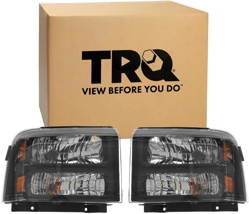 Vista 111 de TRQ Juego de Conjunto de Ensamble de Faros de 2 Piezas de Desempeño Halógeno con Marco Cromado Conductor y Lado del Pasajero Compatible con Mercedes
