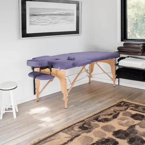 Vista 5 de Saloniture - Mesa de masaje portátil profesional plegable con estuche de transporte, color lavanda