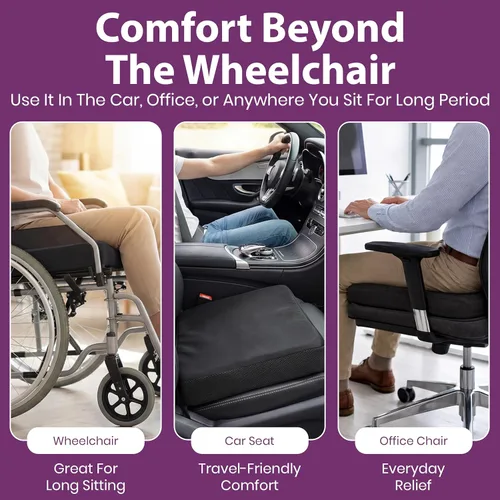 Vista 7 de Cojín inflable para asiento de silla de ruedas de 16 x 16 x 3 pulgadas - Cojín de aire para alivio de úlceras por presión para silla de ruedas