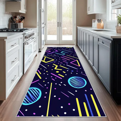 Vista 15 de Geometric Runner Rug 2x4 Small - Hallway Runner Rug Retro Mid Century Modern Abstract Pattern, Non Slip, Washable, Geometric Home Decor Carpet for