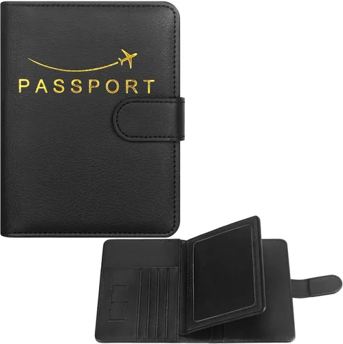 Cartera de pasaporte de piel sintética para pasaporte, RFID impermeable, carteras esenciales para vacaciones, pasaporte, carteras de viaje