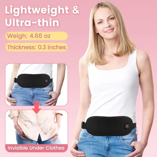 Vista 4 de Almohadilla térmica para calambres menstruales, almohadilla térmica menstrual de 3000 mAh con 3 niveles de temperatura, cinturón térmico inalámbrico