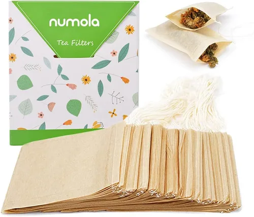 Vista 10 de Numola 100 bolsas de té desechables para té de hojas sueltas, bolsas de té vacías de material natural, bolsa infusora de té, bolsitas infusoras