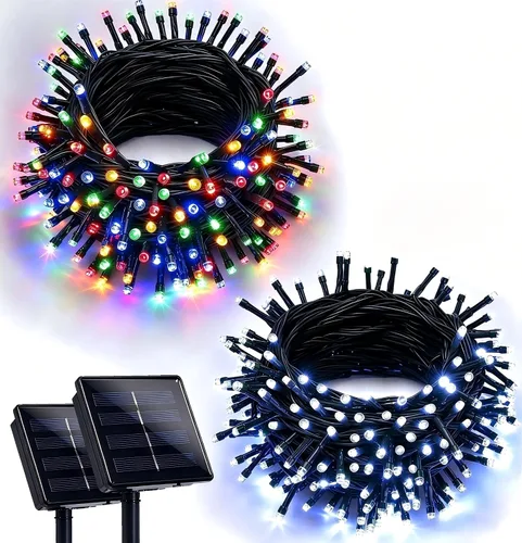 Vista 17 de Joomer Solar Christmas Lights, 2PACK Total 144FT 400LED Color Changing Blanco cálido+multicolor