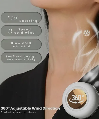 Vista 6 de Mini ventilador sin aspas portátil blanco, ventilador de clip de 3 velocidades para camisa y cintura