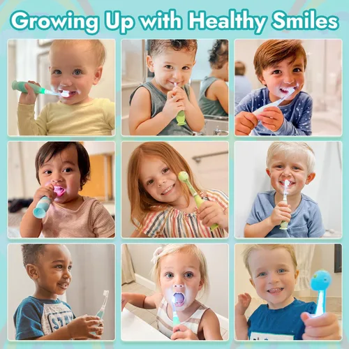 Vista 7 de Papablic Cepillo de Dientes Eléctrico Sónico para Niños Pequeños de 1 a 3 Años, Cepillo de Dientes Eléctrico para Bebé con Bonita Cubierta