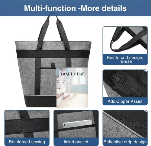 Vista 4 de Insulated Cooler Bag Reusable Grocery Tote Bags Transport Large Lunch Box for Women