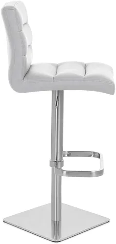 Vista 98 de Zuri Muebles Taburete de bar moderno de altura ajustable gris exuberante con base plana redonda cepillada