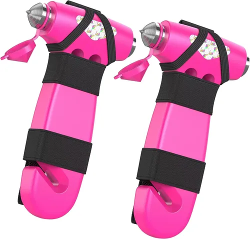 Vista 10 de 2 piezas para romper ventanas de automóvil, rompecristales, cortador de cinturón de seguridad, martillo de seguridad 2 en 1 para automóvil