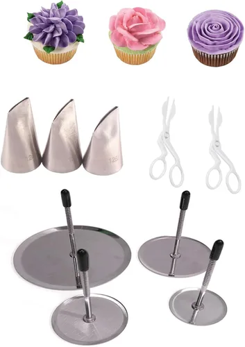 Vista 10 de Boquillas de estrella abierta 1M, Boquillas 1M con bolsas, 3 Boquillas de roseta con 20 bolsas desechables para decoración de pasteles