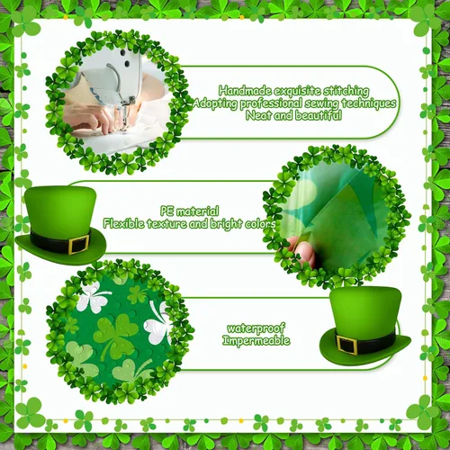 Vista 5 de St patricks Day Decorations,2Pcs 54”x108” Shamrock Tablecloth Waterproof Irish Green Saint Patricks Table Cloth St patrick's Day Party decorations