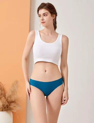 Vista 4 de Caterlove Ropa interior sin costuras para mujer, sin costuras, elástica, sedosa, invisible, hipster, paquete de 6