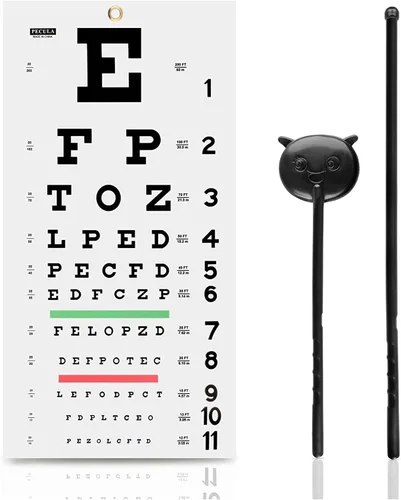 Vista 8 de Tabla de ojos, tabla de ojos Snellen, tabla de pared de lienzo no reflectante, gráficos de ojos enmarcados de madera para exámenes oculares de 20