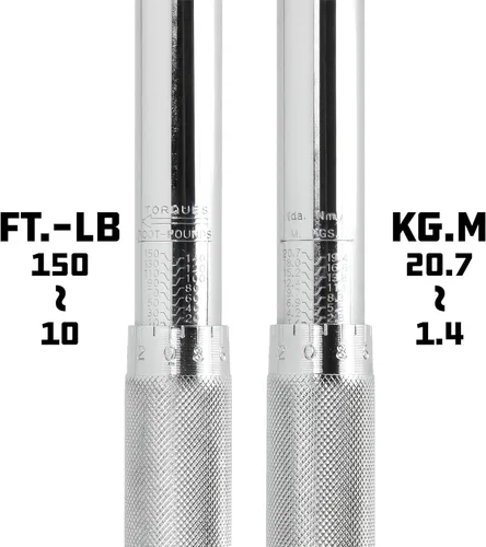 Vista 2 de Powerbuilt Llave dinamométrica con micrómetro, transmisión de 1/2 pulgada, trinquete reversible con clics, con bloqueo, rango de 30 a 150 pies-libra