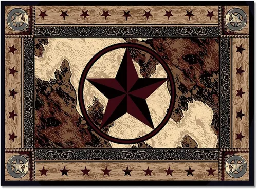 Vista 4 de Alfombra vintage con estrellas negras y marrones, alfombra de área con estrella dorada, tridimensional, retro, para sala de estar, decoración del 2