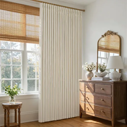Vista 14 de Cortinas opacas de lino plisado natural de 96 pulgadas de largo