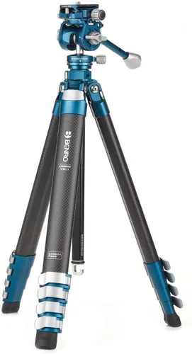 Vista 10 de Benro CyanBird - Kit de trípode de viaje de fibra de carbono con cabezal panorámico/inclinable 2 en 1 FS20PRO - 60 pulgadas máximo, 17 pulgadas