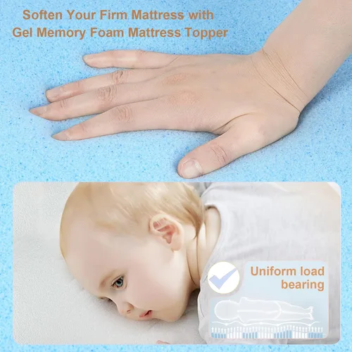 Vista 7 de Almohadilla de colchón para moisés de bebé NeoBorn, de 61 cm x 52.8 cm, colchón de espuma de memoria con gel de confort de doble cara con funda