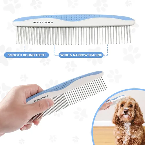 Vista 9 de Peine de Metal para Perros, Peines para Perros para Acicalamiento de Enredos, Cepillo para Doodle, Peine Desmatificador para Perros, Herramientas