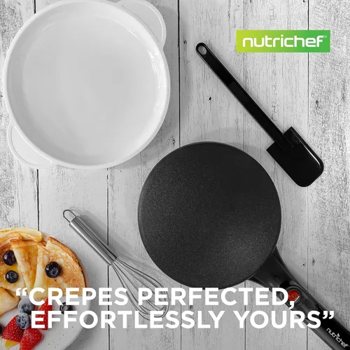 Vista 7 de NutriChef - Sartén eléctrica para crepas Placa de cocción antiadherente de 8 pulgadas con interruptor de encendido/apagado Cocina roti